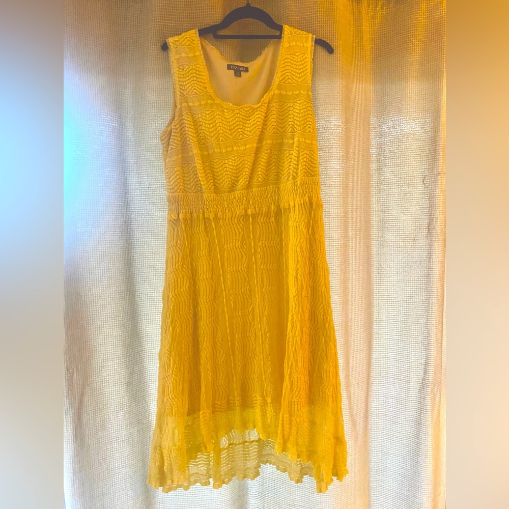 Pale Yellow Roz & Ali Lace Dress Size 14